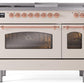 Ilve UP48FSNMPAWPLP Nostalgie Ii 48 Inch Dual Fuel Liquid Propane Freestanding Range In Antique White With Copper Trim