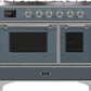 Ilve UMD10FDNS3BGC Majestic Ii 40 Inch Dual Fuel Natural Gas Freestanding Range In Blue Grey With Chrome Trim