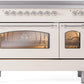 Ilve UPI486NMPAWC Nostalgie Ii 48 Inch Electric Freestanding Range In Antique White With Chrome Trim