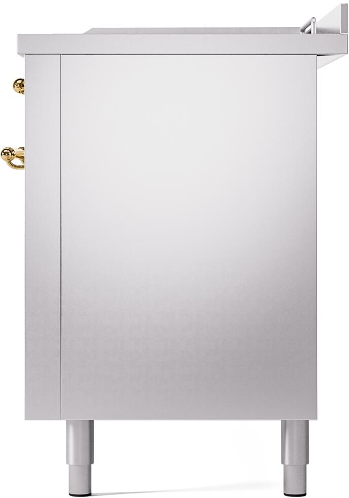 Ilve UP60FSNMPSSGLP Nostalgie Ii 60 Inch Dual Fuel Liquid Propane Freestanding Range In Stainless Steel With Brass Trim