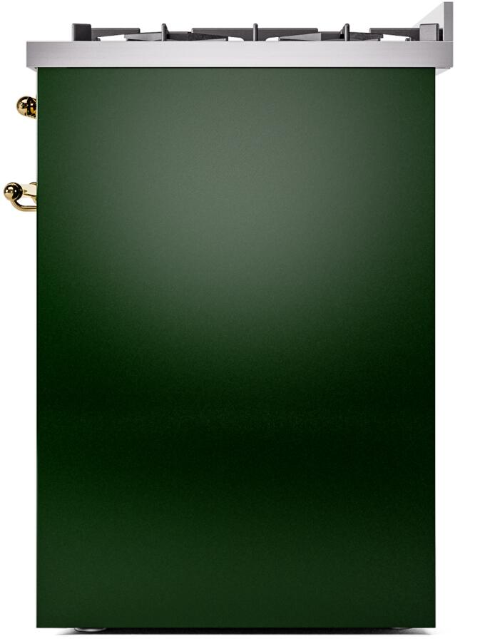 Ilve UP30NMPEGGLP Nostalgie Ii 30 Inch Dual Fuel Liquid Propane Freestanding Range In Emerald Green With Brass Trim