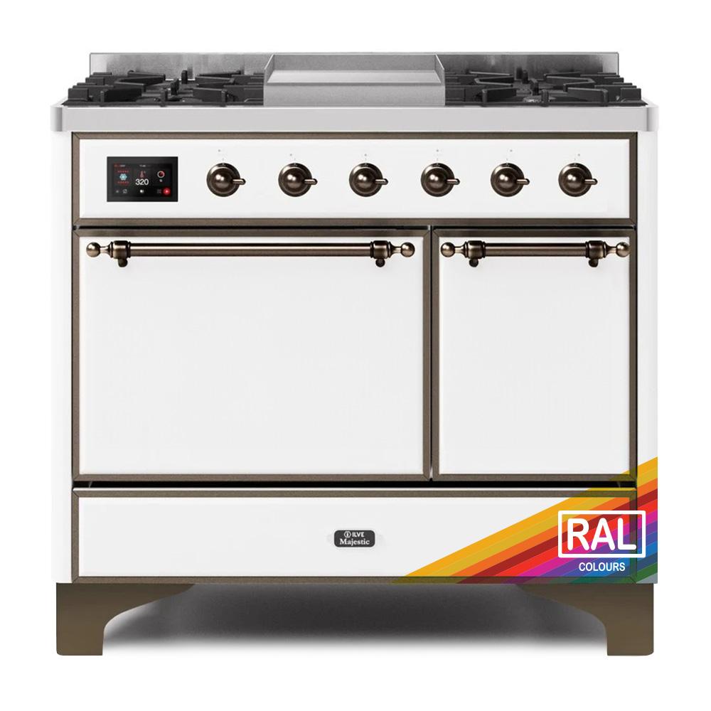 Ilve UMD10FDQNS3RAB Ilve Majestic Ii 40 Umd10Fdqns3Rab Freestanding Dual Fuel Range With 6 Sealed Burners Yes Double Oven With Solid Door In Ral Color With Bronze Knobs