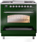 Ilve UP36FNMPEGC Nostalgie Ii 36 Inch Dual Fuel Natural Gas Freestanding Range In Emerald Green With Chrome Trim