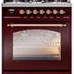 Ilve UP30NMPBUPLP Nostalgie Ii 30 Inch Dual Fuel Liquid Propane Freestanding Range In Burgundy With Copper Trim