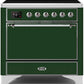 Ilve UMI09QNS3EGC Majestic Ii 36 Inch Electric Freestanding Range In Emerald Green With Chrome Trim