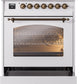 Ilve UP30NMPWHBLP Nostalgie Ii 30 Inch Dual Fuel Liquid Propane Freestanding Range In White With Bronze Trim