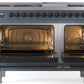 Ilve UP48FNMPBGB Nostalgie Ii 48 Inch Dual Fuel Natural Gas Freestanding Range In Blue Grey With Bronze Trim