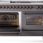 Ilve UP60FSNMPMGB Nostalgie Ii 60 Inch Dual Fuel Natural Gas Freestanding Range In Matte Graphite With Bronze Trim