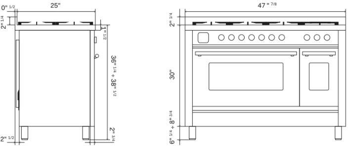 Ilve UPI486WMPBG Professional Plus Ii 48 Inch Electric Freestanding Range In Blue Grey With Trim