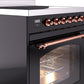 Ilve UPI304NMPBKP Nostalgie Ii 30 Inch Electric Freestanding Range In Glossy Black With Copper Trim