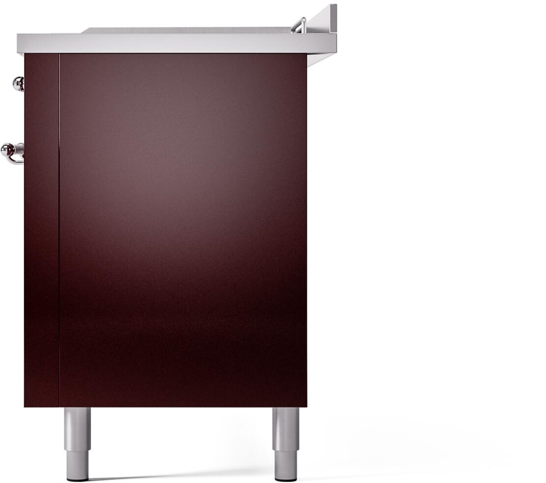 Ilve UP60FSNMPBUCLP Nostalgie Ii 60 Inch Dual Fuel Liquid Propane Freestanding Range In Burgundy With Chrome Trim