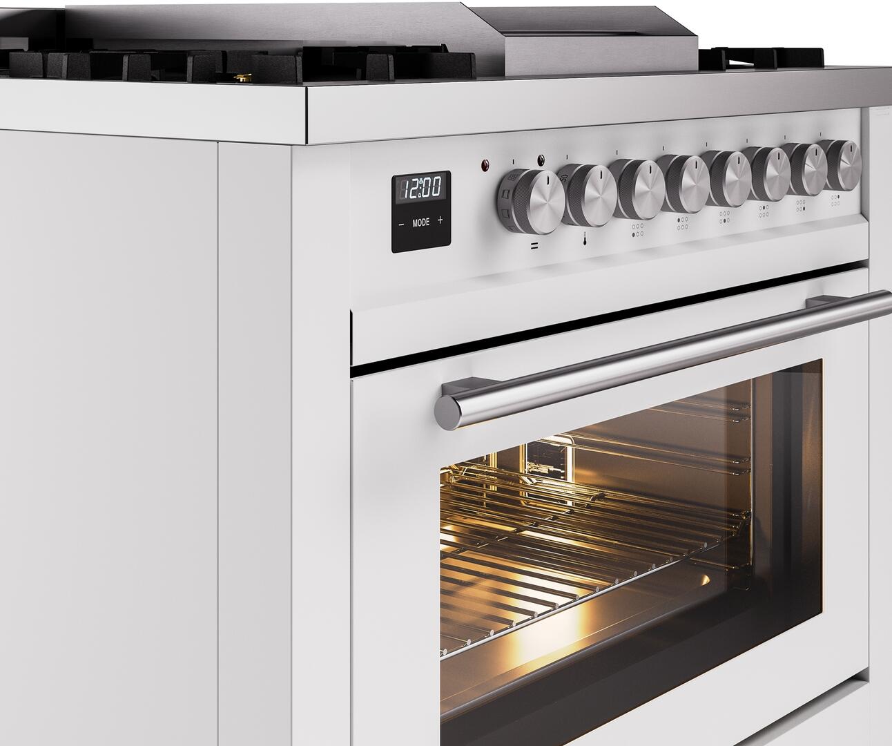 Ilve UP36FWMPWH Professional Plus Ii 36 Inch Dual Fuel Natural Gas Freestanding Range In White With Trim