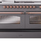 Ilve UP60FSNMPMGPLP Nostalgie Ii 60 Inch Dual Fuel Liquid Propane Freestanding Range In Matte Graphite With Copper Trim