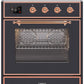 Ilve UMI30NE3MGP Majestic Ii 30 Inch Electric Freestanding Range In Matte Graphite With Copper Trim