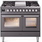 Ilve UPD40FWMPMG Professional Plus Ii 40 Inch Dual Fuel Natural Gas Freestanding Range In Matte Graphite With Trim