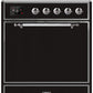 Ilve UMI30QNE3BKC Majestic Ii 30 Inch Electric Freestanding Range In Glossy Black With Chrome Trim