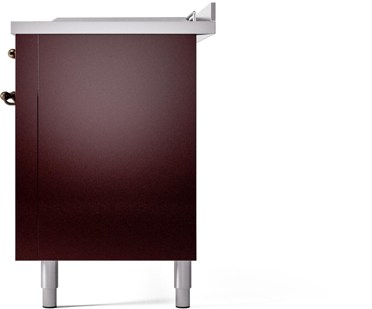 Ilve UP60FSNMPBUBLP Nostalgie Ii 60 Inch Dual Fuel Liquid Propane Freestanding Range In Burgundy With Bronze Trim