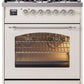 Ilve UP30NMPAWCLP Nostalgie Ii 30 Inch Dual Fuel Liquid Propane Freestanding Range In Antique White With Chrome Trim