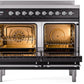 Ilve UPDI406NMPBKC Nostalgie Ii 40 Inch Electric Freestanding Range In Glossy Black With Chrome Trim