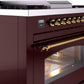 Ilve UP36FNMPBUG Nostalgie Ii 36 Inch Dual Fuel Natural Gas Freestanding Range In Burgundy With Brass Trim