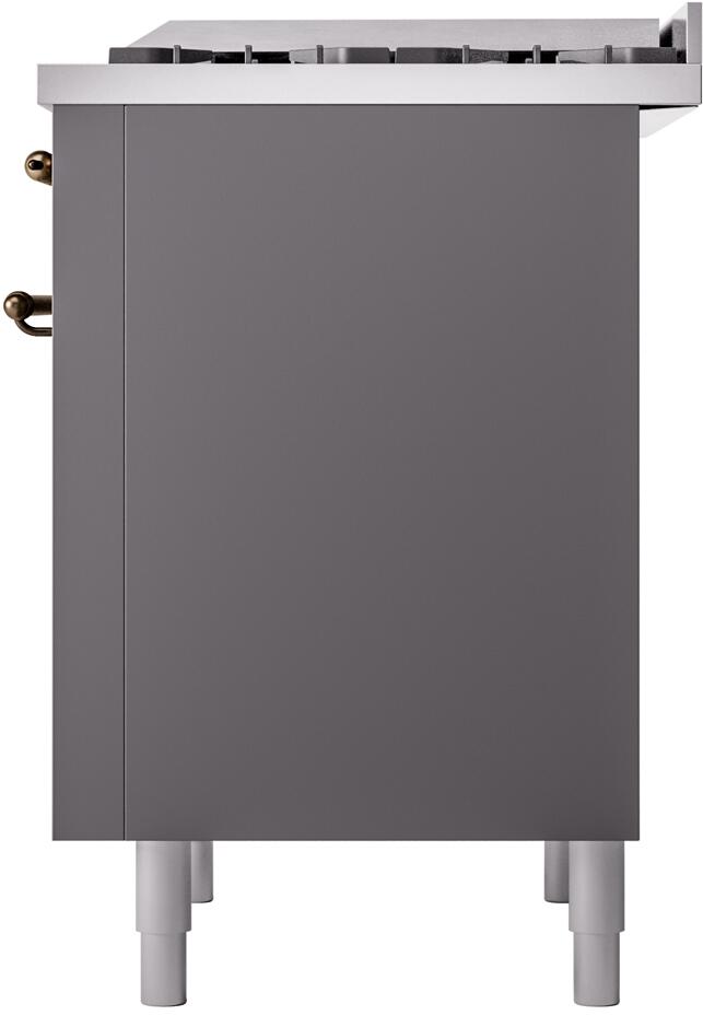 Ilve UP36FNMPMGBLP Nostalgie Ii 36 Inch Dual Fuel Liquid Propane Freestanding Range In Matte Graphite With Bronze Trim