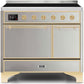 Ilve UMDI10QNS3SSG Majestic Ii 40 Inch Electric Freestanding Range In Stainless Steel With Brass Trim