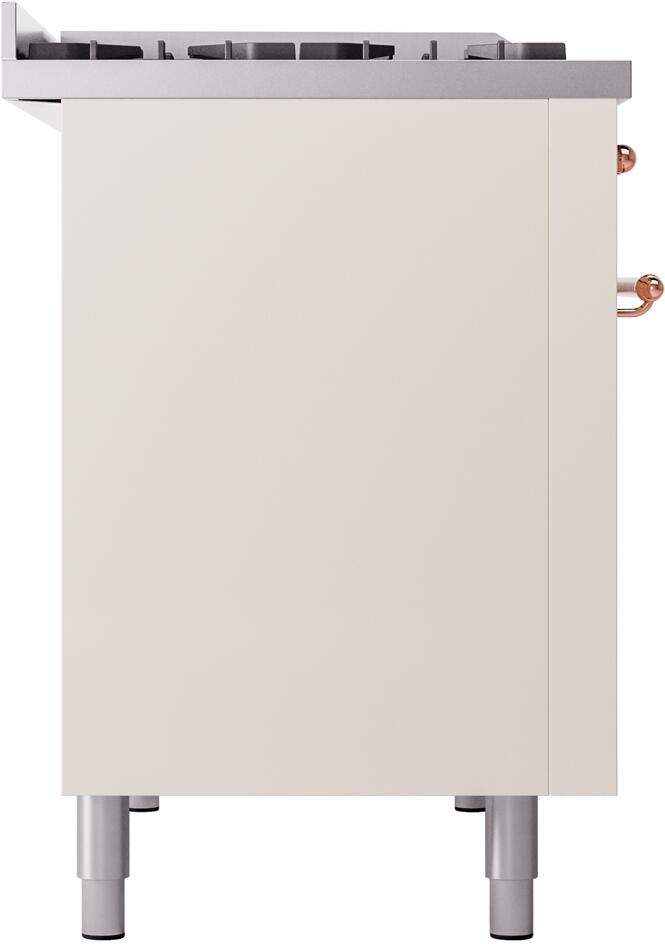 Ilve UP48FNMPAWPLP Nostalgie Ii 48 Inch Dual Fuel Liquid Propane Freestanding Range In Antique White With Copper Trim