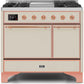 Ilve UMD10FDQNS3AWPLP Majestic Ii 40 Inch Dual Fuel Liquid Propane Freestanding Range In Antique White With Copper Trim