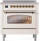 Ilve UPI366NMPAWB Nostalgie Ii 36 Inch Electric Freestanding Range In Antique White With Bronze Trim