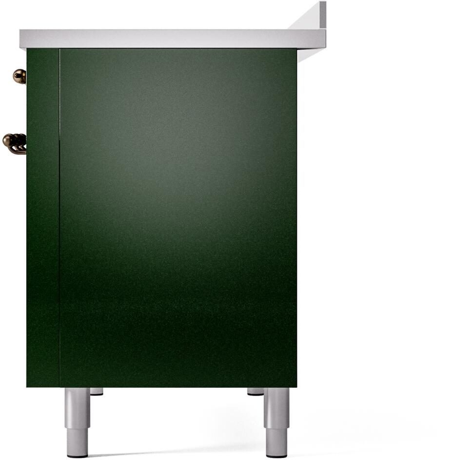 Ilve UPI486NMPEGB Nostalgie Ii 48 Inch Electric Freestanding Range In Emerald Green With Bronze Trim