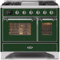 Ilve UMD10FDNS3EGCLP Majestic Ii 40 Inch Dual Fuel Liquid Propane Freestanding Range In Emerald Green With Chrome Trim