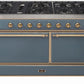 Ilve UM15FDQNS3BGG Majestic Ii 60 Inch Dual Fuel Natural Gas Freestanding Range In Blue Grey With Brass Trim