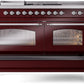 Ilve UP60FSNMPBUC Nostalgie Ii 60 Inch Dual Fuel Natural Gas Freestanding Range In Burgundy With Chrome Trim