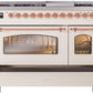 Ilve UP48FNMPAWPLP Nostalgie Ii 48 Inch Dual Fuel Liquid Propane Freestanding Range In Antique White With Copper Trim