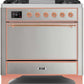 Ilve UM09FDQNS3SSP Majestic Ii 36 Inch Dual Fuel Natural Gas Freestanding Range In Stainless Steel With Copper Trim