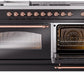 Ilve UP60FSNMPBKP Nostalgie Ii 60 Inch Dual Fuel Natural Gas Freestanding Range In Glossy Black With Copper Trim