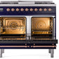 Ilve UPD40FNMPMBPLP Nostalgie Ii 40 Inch Dual Fuel Liquid Propane Freestanding Range In Blue With Copper Trim