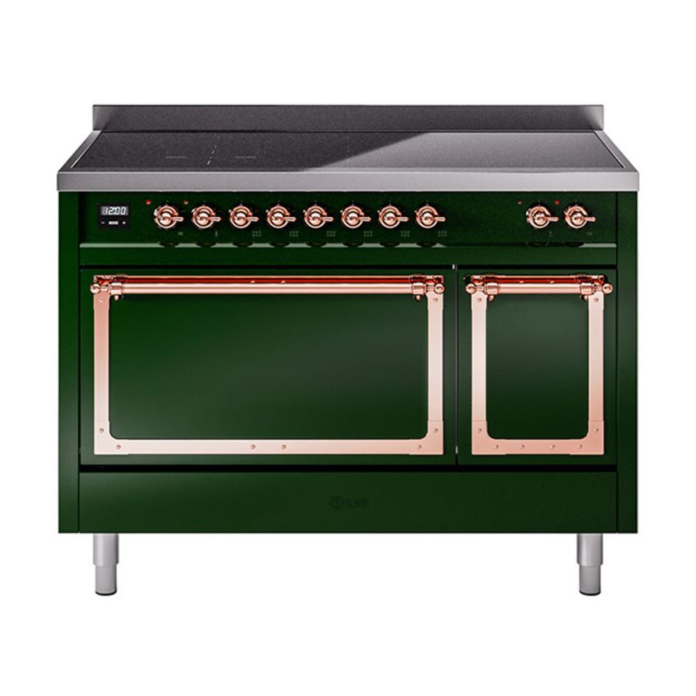 Ilve UNI486QNMPEGP Ilve Uni486Qnmpegp Nostalgie Ii Noblesse 48" Induction Range (Solid Door, Emerald Green, Copper)