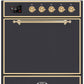 Ilve UM30DQNE3MGG Majestic Ii 30 Inch Dual Fuel Natural Gas Freestanding Range In Matte Graphite With Brass Trim