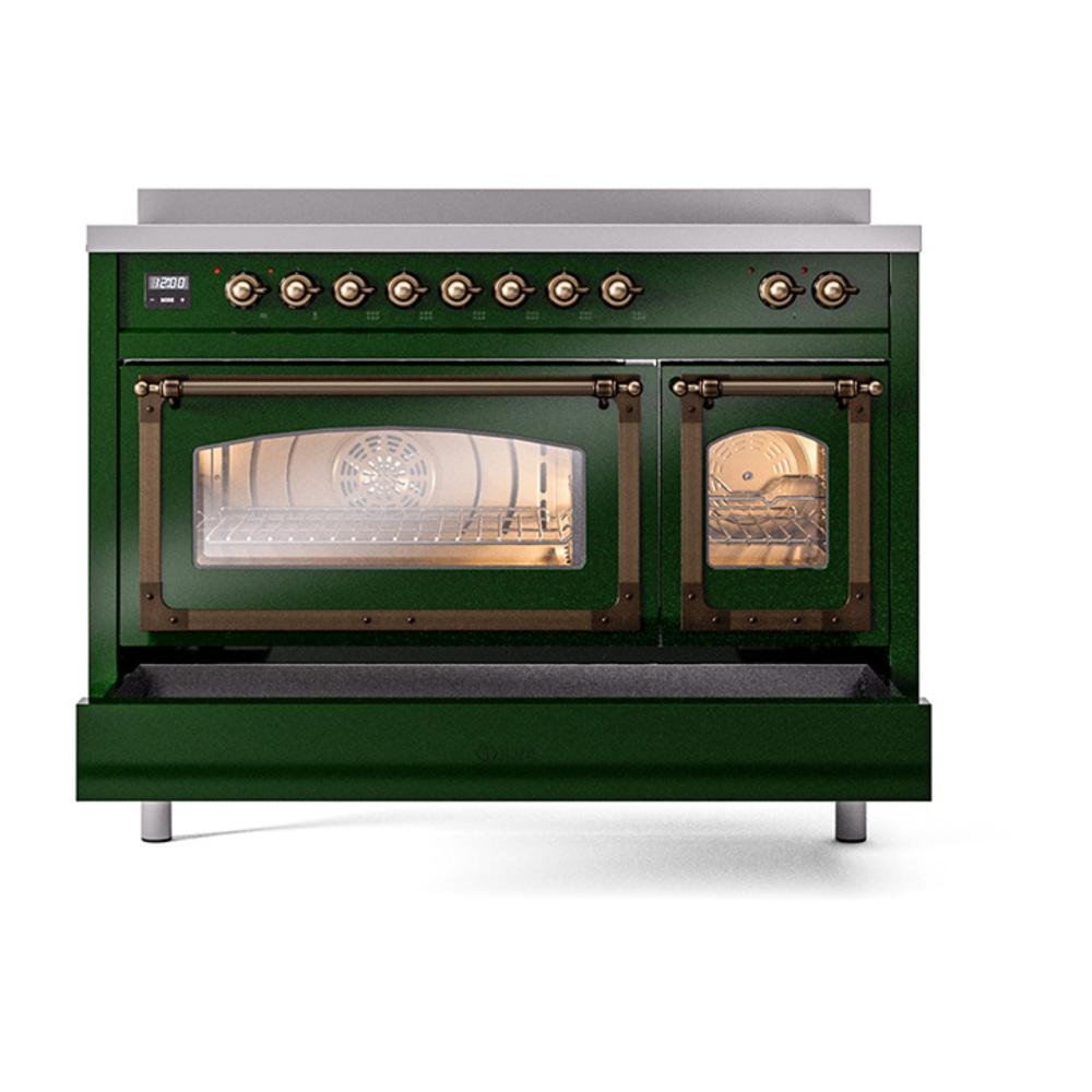 Ilve UNI486NMPEGB Ilve Uni486Nmpegb Nostalgie Ii Noblesse 48" Induction Range (Triple Glass Door, Emerald Green, Burnished)