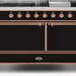 Ilve UM15FDQNS3BKPLP Majestic Ii 60 Inch Dual Fuel Liquid Propane Freestanding Range In Glossy Black With Copper Trim