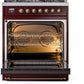 Ilve UP30NMPBUB Nostalgie Ii 30 Inch Dual Fuel Natural Gas Freestanding Range In Burgundy With Bronze Trim