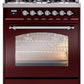 Ilve UP30NMPBUC Nostalgie Ii 30 Inch Dual Fuel Natural Gas Freestanding Range In Burgundy With Chrome Trim