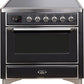 Ilve UMI09NS3MGC Majestic Ii 36 Inch Electric Freestanding Range In Matte Graphite With Chrome Trim