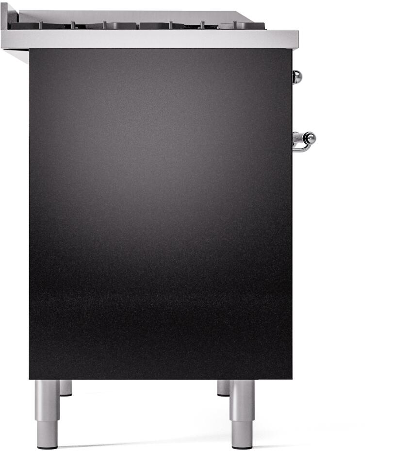 Ilve UPD40FNMPBKCLP Nostalgie Ii 40 Inch Dual Fuel Liquid Propane Freestanding Range In Glossy Black With Chrome Trim