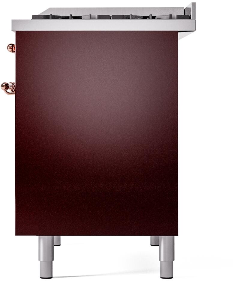 Ilve UPD40FNMPBUP Nostalgie Ii 40 Inch Dual Fuel Natural Gas Freestanding Range In Burgundy With Copper Trim