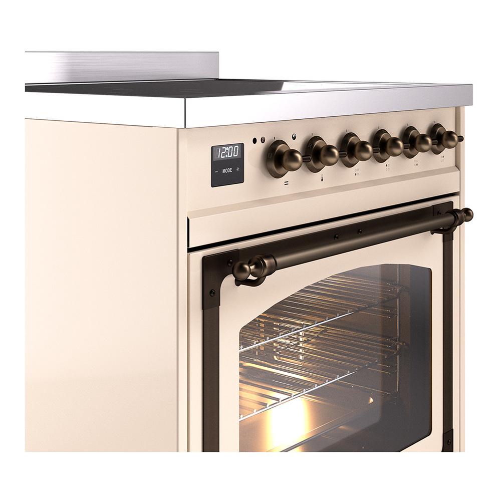 Ilve UNI304NMPAWB Ilve Uni304Nmpawb Nostalgie Ii Noblesse 30" Induction Range (Triple Glass Door, Antique White, Burnished)