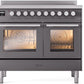 Ilve UPDI406WMPMG Professional Plus Ii 40 Inch Electric Freestanding Range In Matte Graphite With Trim