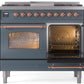 Ilve UPD40FNMPBGPLP Nostalgie Ii 40 Inch Dual Fuel Liquid Propane Freestanding Range In Blue Grey With Copper Trim