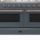 Ilve UM15FDNS3BGBLP Majestic Ii 60 Inch Dual Fuel Liquid Propane Freestanding Range In Blue Grey With Bronze Trim